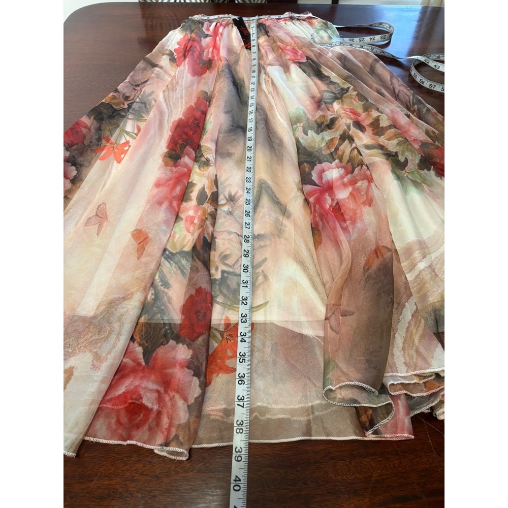 Afibi Floral Maxi Skirt Small Watercolor Romantic Fairy Flowy Ethereal Sheer - Picture 7 of 8